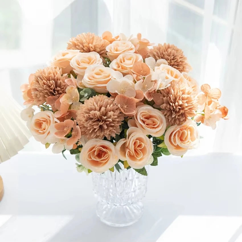 Silk Rose & Chrysanthemum Artificial Bouquet | Wedding Décor Artificial Flower Bouquet Babs