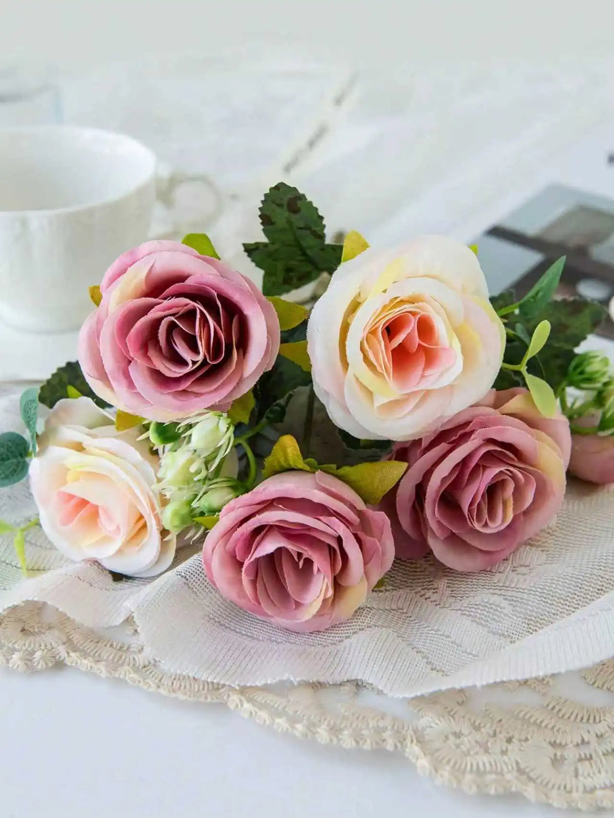 Silk Peony Artificial Flower Bouquet – Wedding & Home Décor Artificial Flower Bouquet Babs Pink 3 pcs