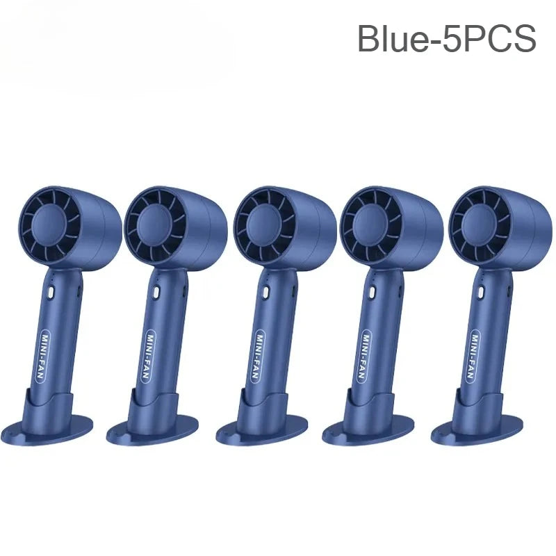 USB Rechargeable Mini Handheld Fan – 3-Speed Portable Cooler Handheld Portable Fan Babs Blue-5PCS