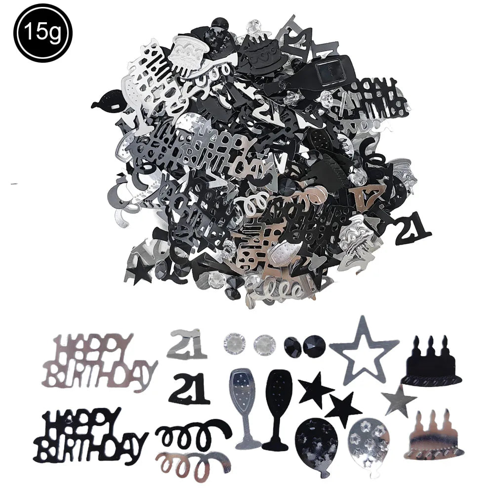 Rose Gold Birthday Confetti Foil Stars & Sequins Table Decor Party Confetti Decor Babs 21st black sliver