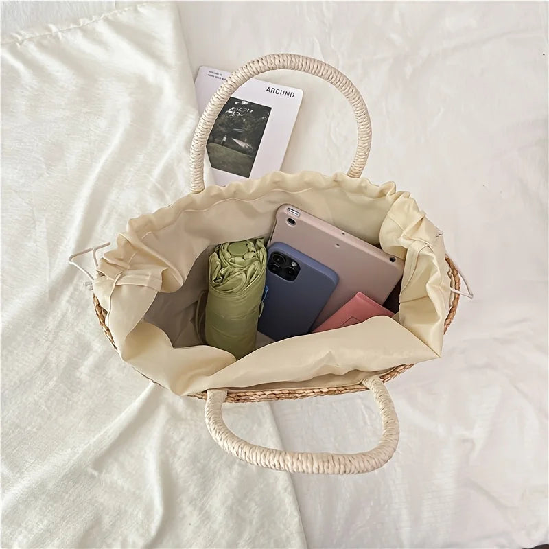 Bohemian Handwoven Straw Tote – Embroidery Beach Shoulder Bag Woven Straw Tote Bag Babs