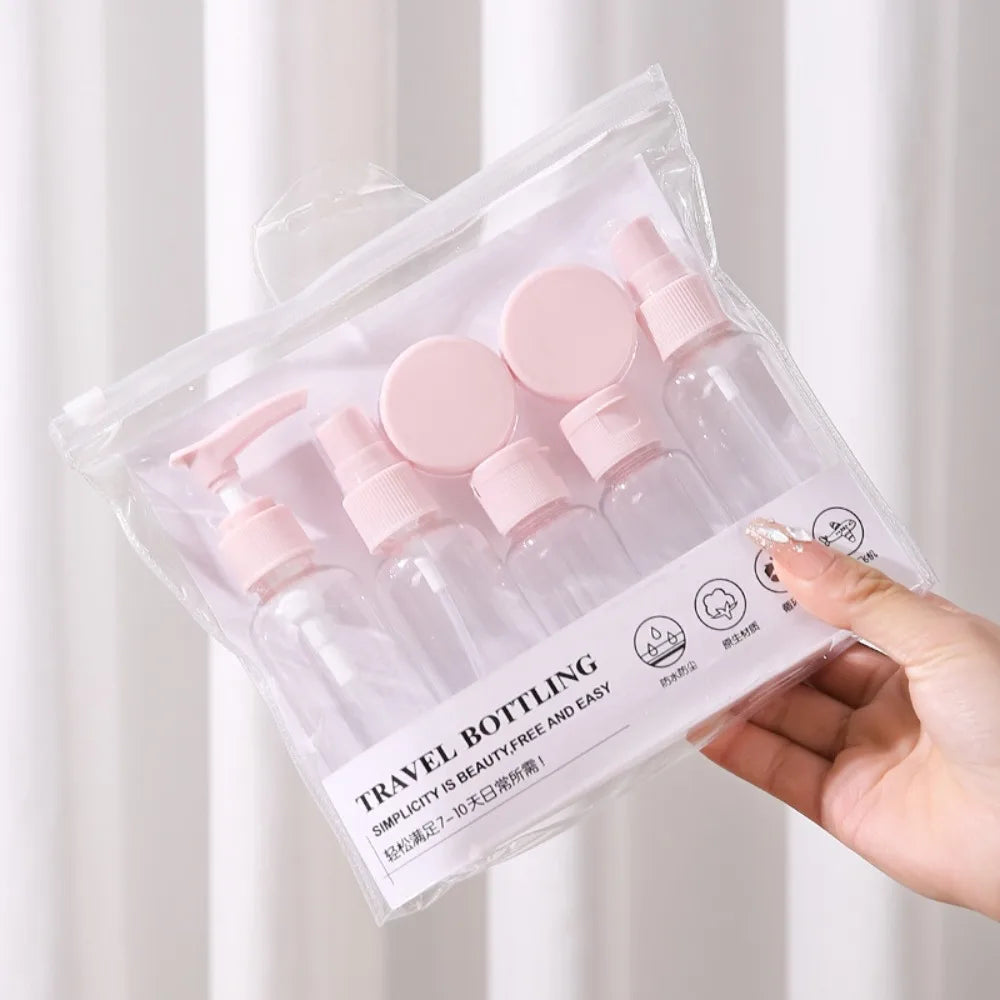 7-Piece Leak-Proof Travel Bottles Set | Refillable Pump & Spray Travel Bottle Set Babs