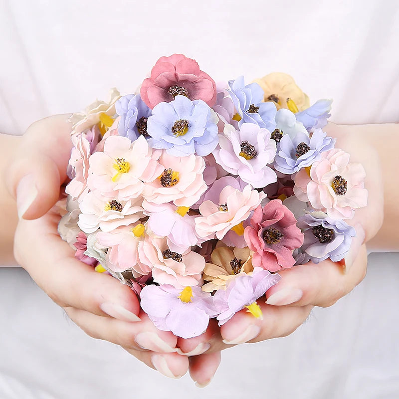 30Pcs Mini Daisy Artificial Silk Flower Heads for DIY Decor Artificial Silk Flowers Babs