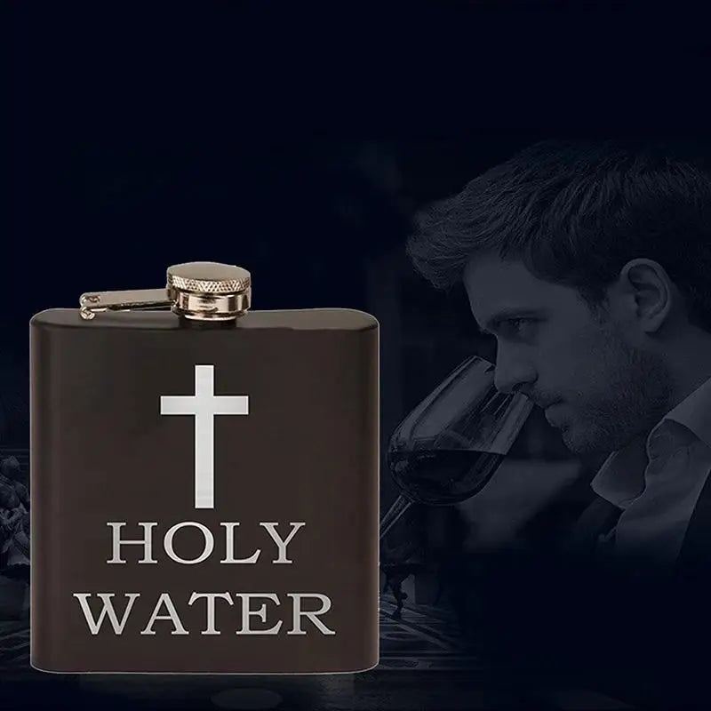 168ML Black Stainless Steel Hip Flask – Cross Pattern Screw Cap Stainless Steel Hip Flask Babs