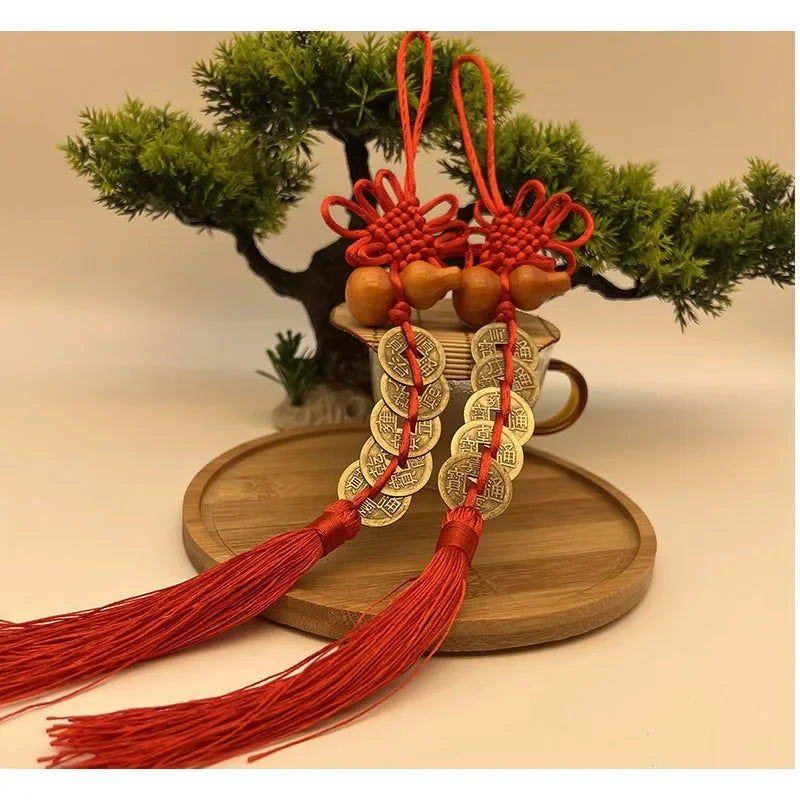 Feng Shui Coins Red Endless Knot Lucky Home & Car Ornament Lucky Hanging Ornament Babs