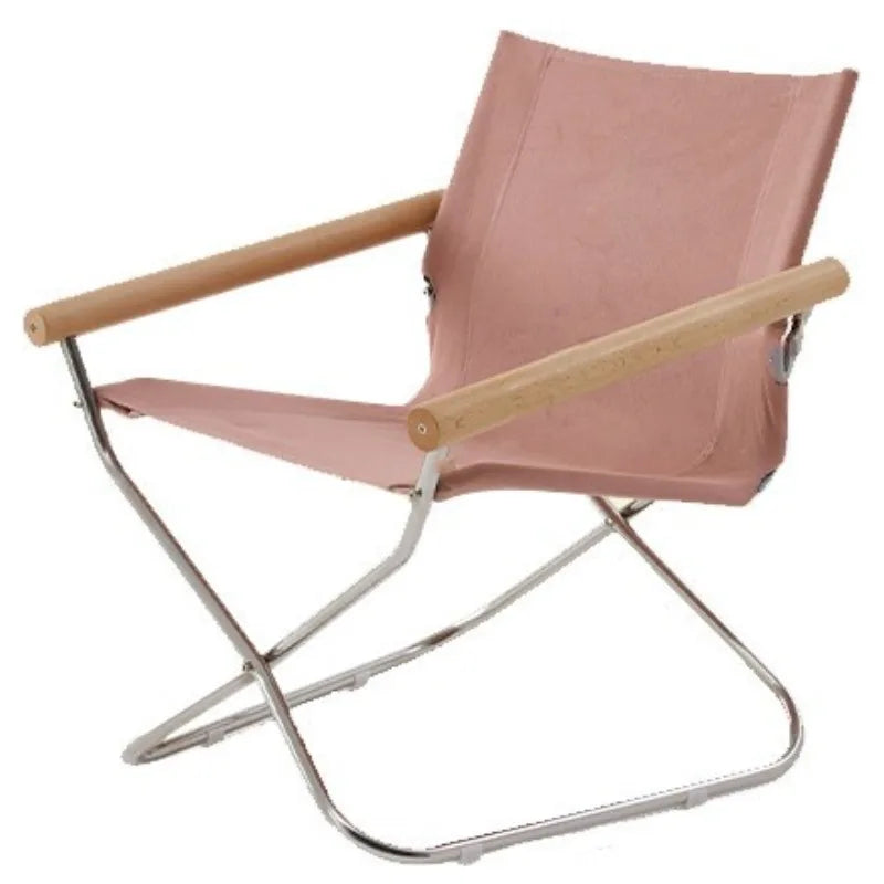 Portable Folding Armchair – Modern Minimalist Indoor & Outdoor Folding Armchair Babs Pink-Log Arm