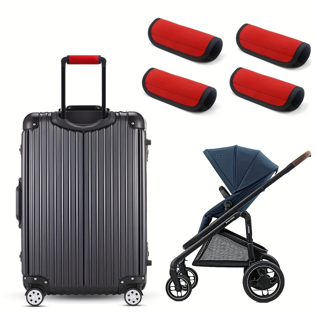 Neoprene Luggage Handle Cover & Stroller Grip Protector Handle Cover Grip Babs