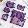 6-Piece Zipper Mesh Makeup & Travel Organizer Bags Set Cosmetic Organizer Bags Babs 6Pcs-Purple