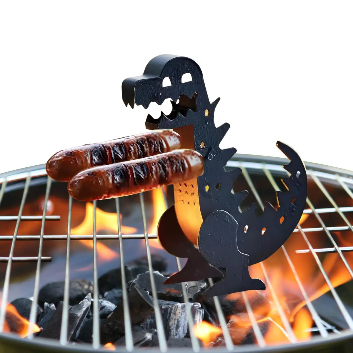 Dinosaur BBQ Hot Dog & Sausage Grill Holder – Camping Tool BBQ Grill Holder Babs