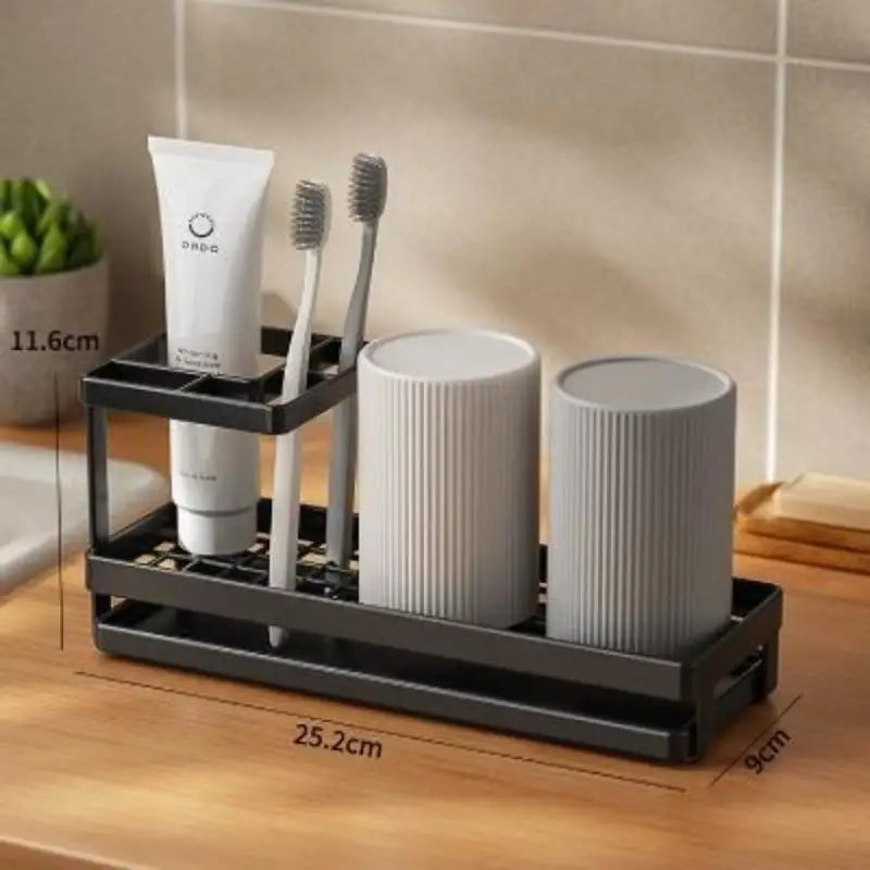Metal Toothbrush Holder & Mouthwash Cup Storage Rack Toothbrush Holder Babs
