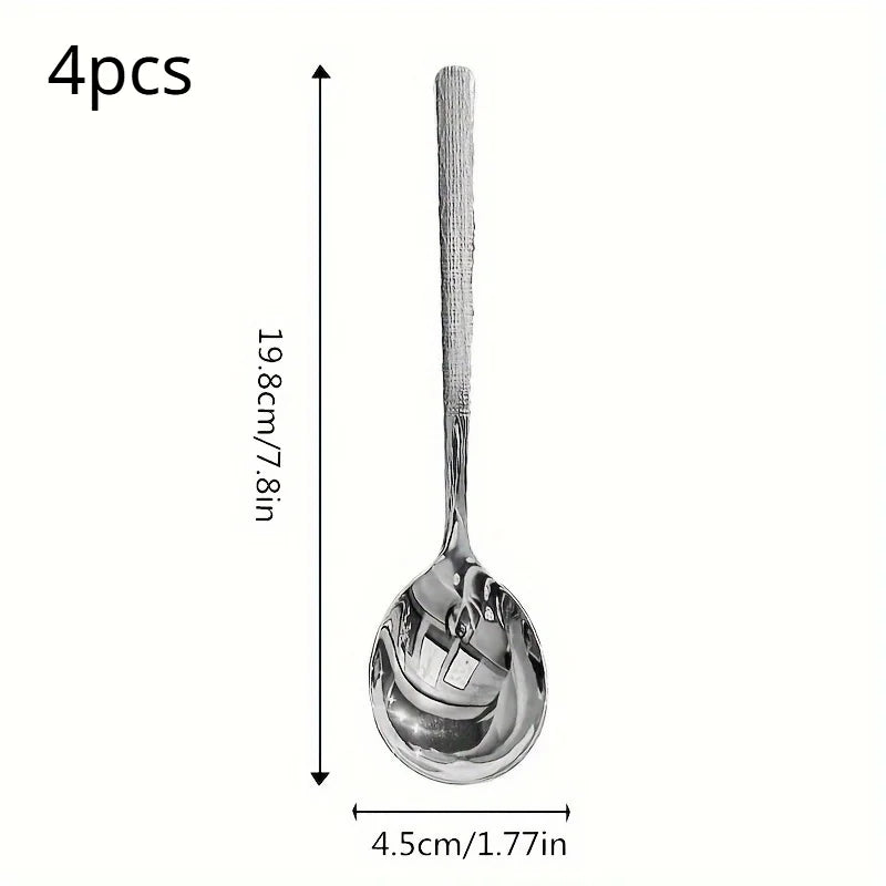 4pcs Hammered Stainless Steel Soup Spoons – Korean Style Soup Spoon Set Babs 4pcs