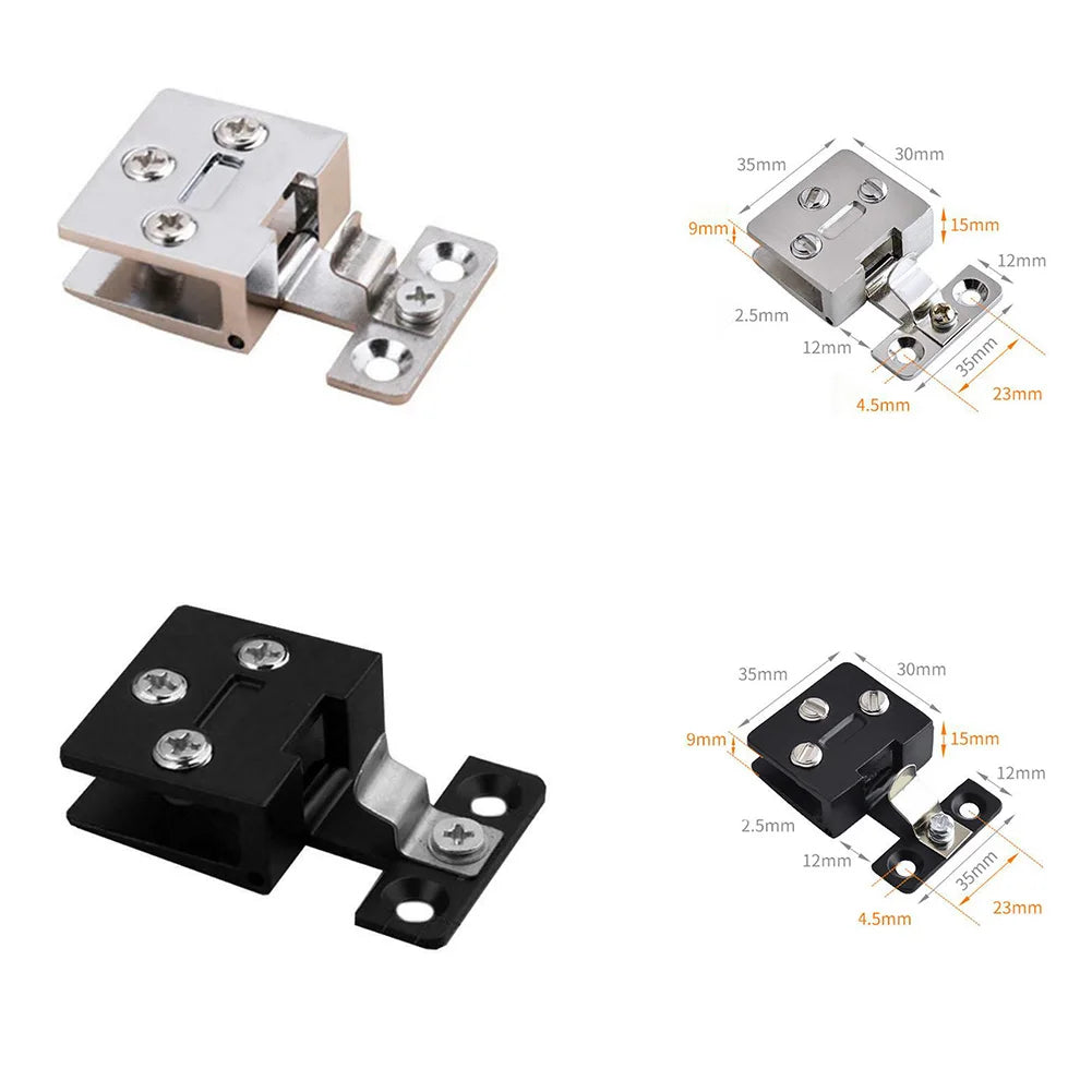 Zinc Alloy Glass Cabinet Door Hinge with Screws | Black & Silver Cabinet Door Hinge Babs