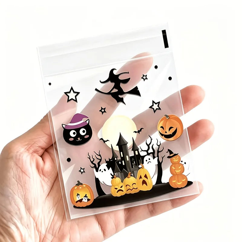 100Pcs Clear Self-Adhesive Halloween Treat & Candy Bags Halloween Treat Bags Babs