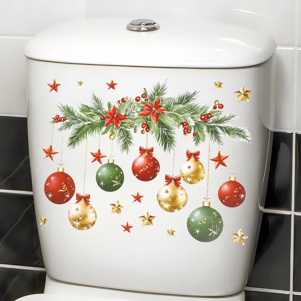 Christmas Snowman Toilet Sticker – Xmas Bathroom Decor 2025 Holiday Bathroom Sticker Babs