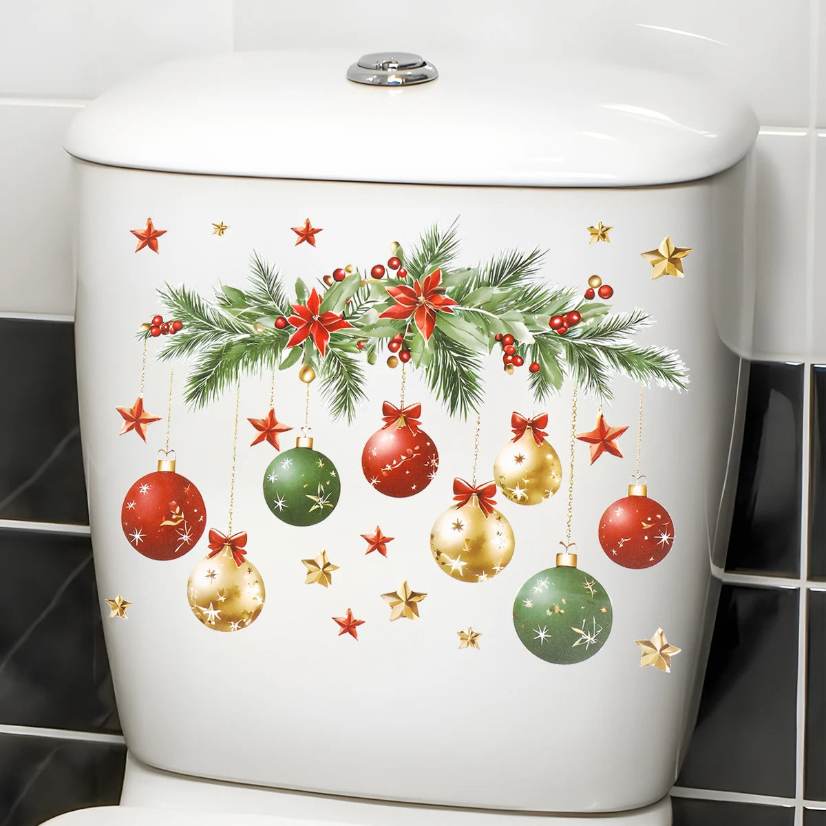 Christmas Snowman Toilet Sticker – Xmas Bathroom Decor 2025 Holiday Bathroom Sticker Babs