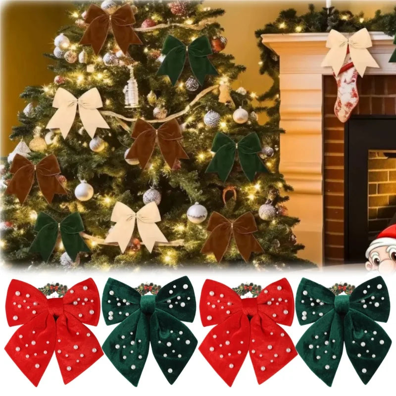 Handmade Red Fabric Christmas Bow Ornament – Tree & Wreath Decor Christmas Bow Ornament Babs
