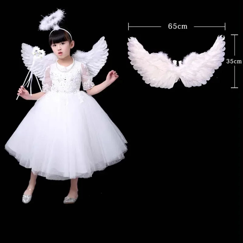 Girls Fairy Costume Set – Feather Wings, Tutu Skirt, Halo & Wand Girls Fairy Costume Babs