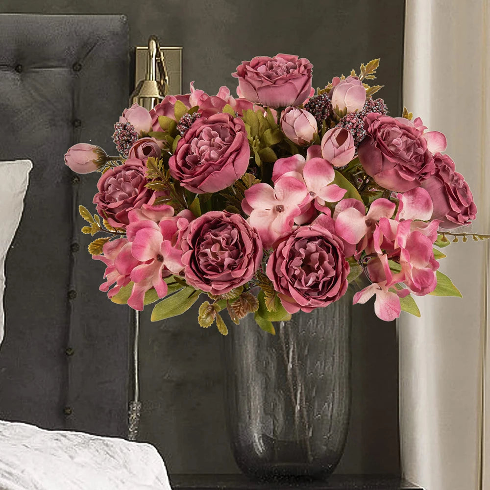 Silk Peony Hydrangea Artificial Flowers – Wedding & Home Décor Artificial Silk Flowers Babs