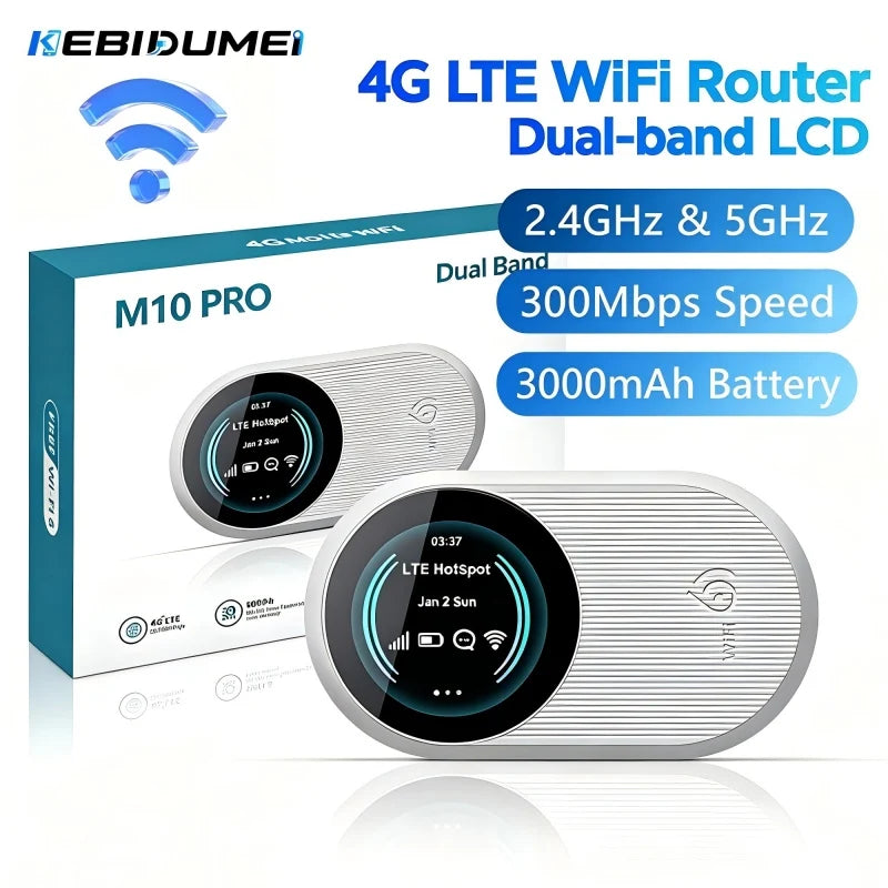 KEBIDUMEI WiFi 6 4G LTE Portable Hotspot – 3000mAh Router Portable WiFi Hotspot Babs