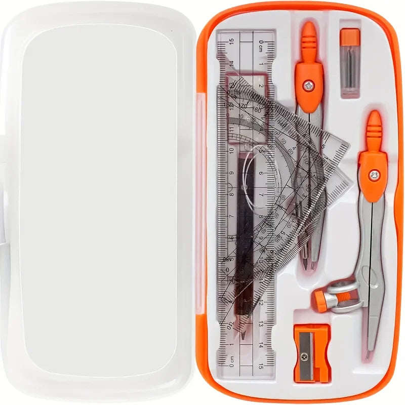 2-Color Geometric Math Stationery Set – Compass, Pencil & Eraser Geometry Stationery Set Babs