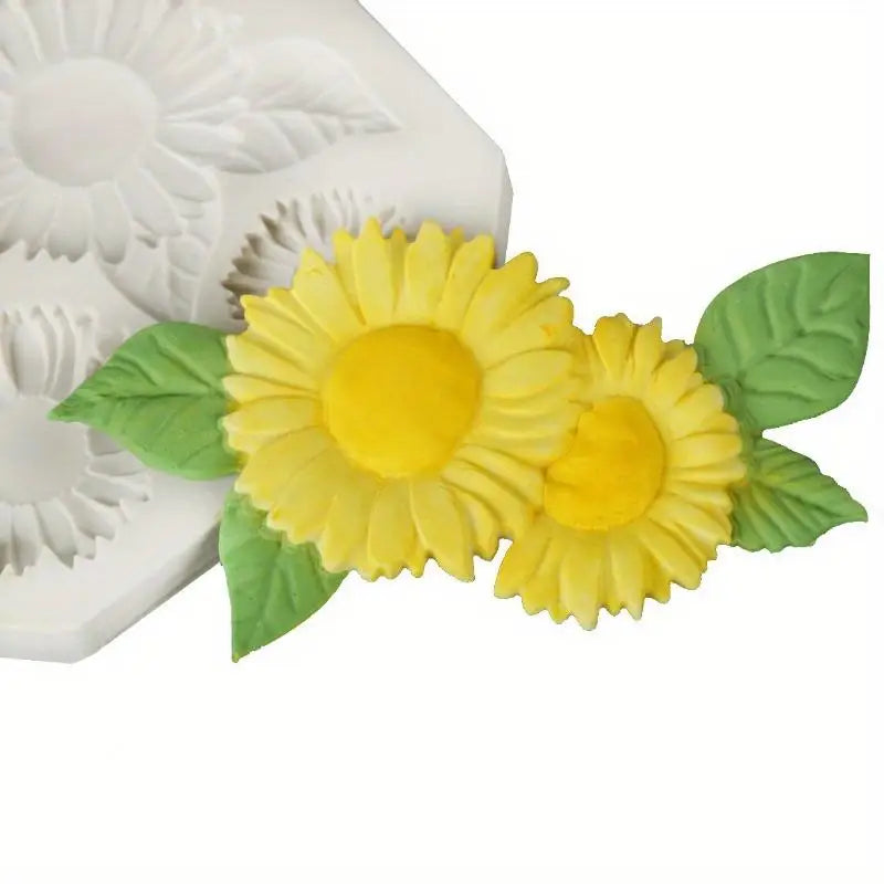 Sunflower Silicone Fondant Mold – Flower & Leaf Cake Decor Silicone Fondant Mold Babs