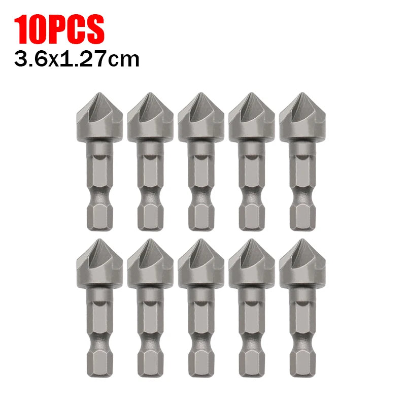 6-Blade Hex Shank Countersink Drill Bit – Carbon Steel Wood Countersink Drill Bit Babs 10PCS
