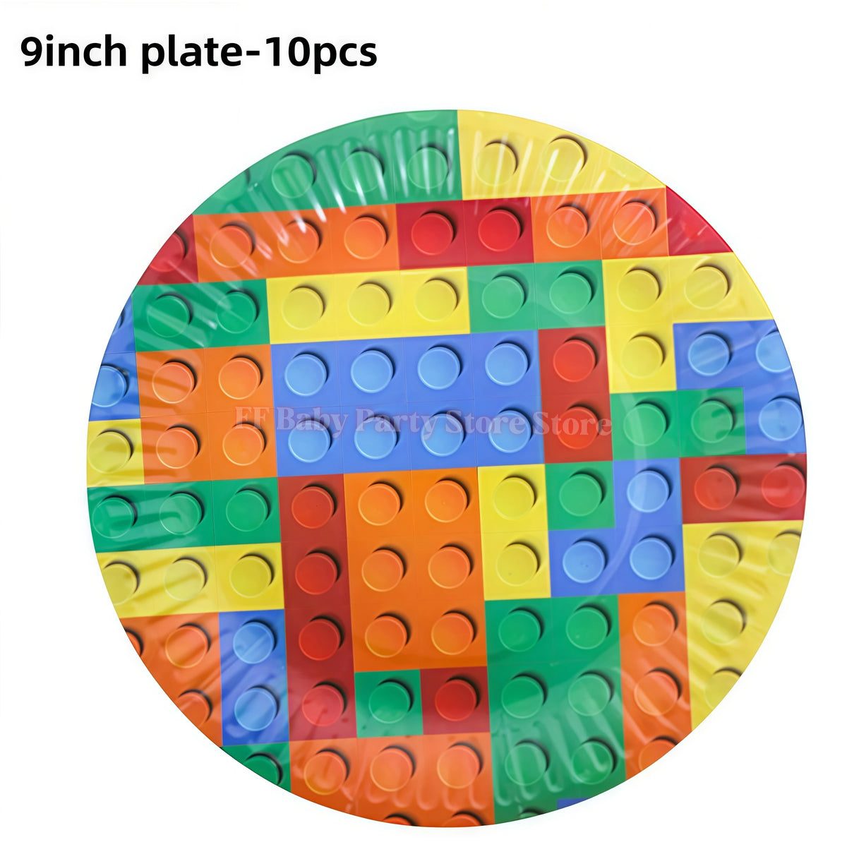 Building Blocks Birthday Party Kit – Plates, Cups, Balloons Party Tableware Kit Babs 10pcs 9inch Plates 1