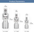 3-Piece Universal Joint Ratchet Socket Adapter Set – Bendable Socket Adapter Set Babs 3PCS SET