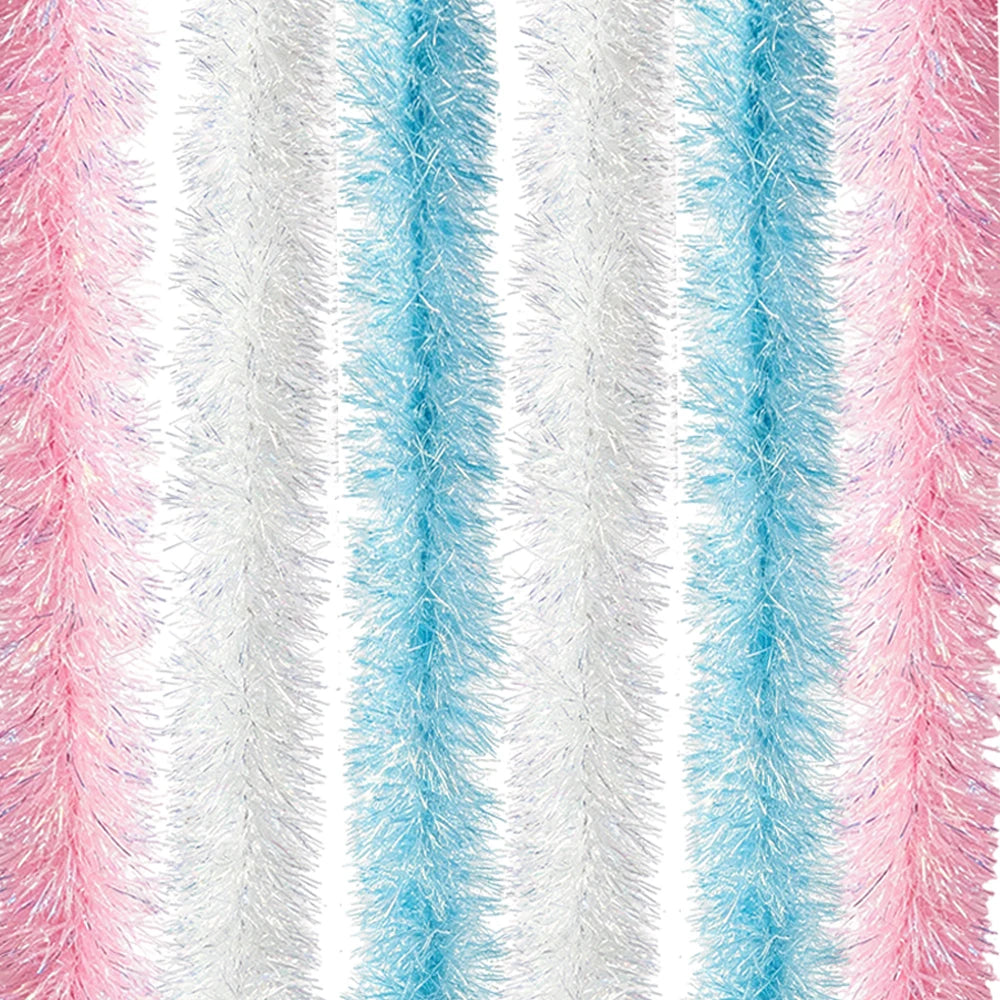 2M Shiny Tinsel Garland – Blue, White & Pink Party Decor Tinsel Party Garland Babs