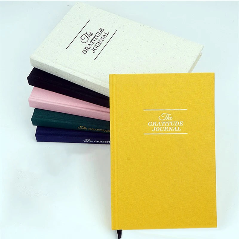 Gratitude Diary A5 Daily Notebook – 200 Pages, Cloth Cover Gratitude Journal Babs