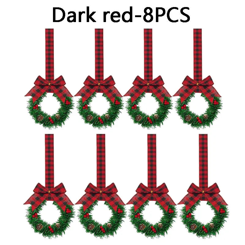 Christmas Garland with Red Bow – Festive Holiday Cabinet Decor Christmas Garland Babs Dark red-8PCS
