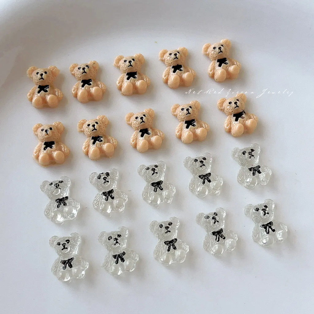 50 Pcs Bear Resin Flatback Charms – DIY Nail & Craft Decor Resin Craft Charms Babs