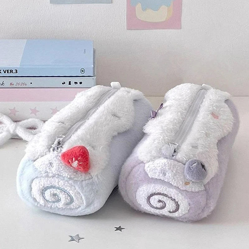Cute Cream Roll Plush Pencil Case – Large Capacity Stationery Bag Plush Pencil Case Babs
