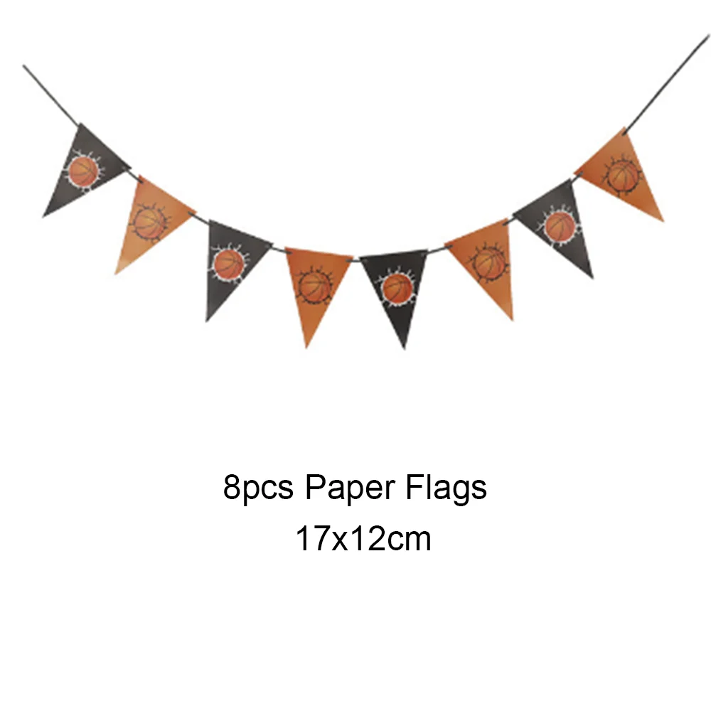 Basketball Party Supplies – Plates, Cups, Popcorn Boxes & Curtain Party Supply Set Babs paper flage