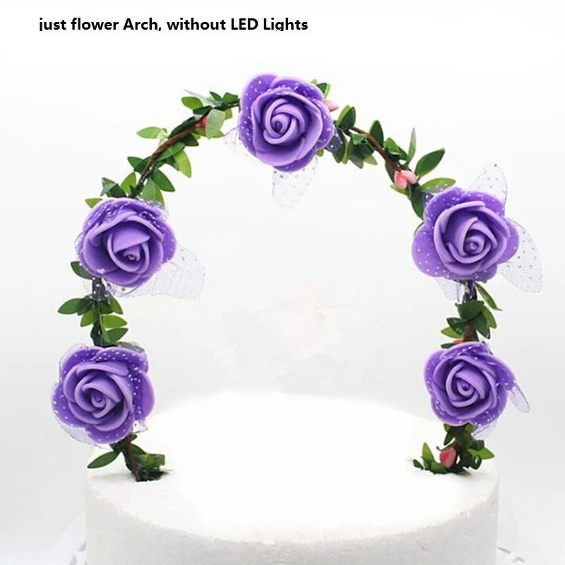 Flower Cake Topper with LED Lights | Wedding & Birthday LED Cake Topper Babs purple flower