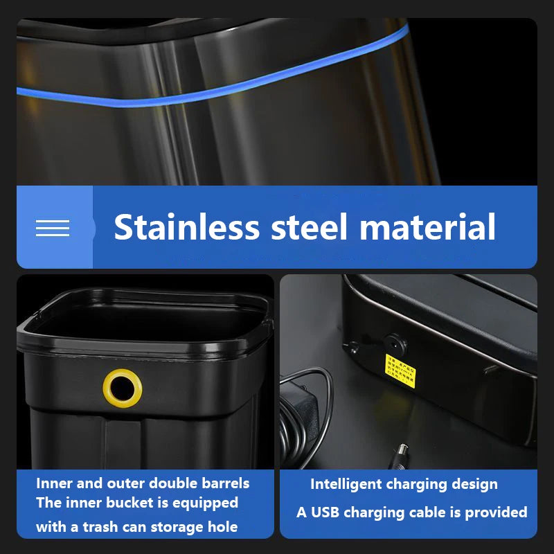 Smart Sensor Trash Can – Large Stainless Steel Waste Bin w/ Lid Sensor Trash Can Babs