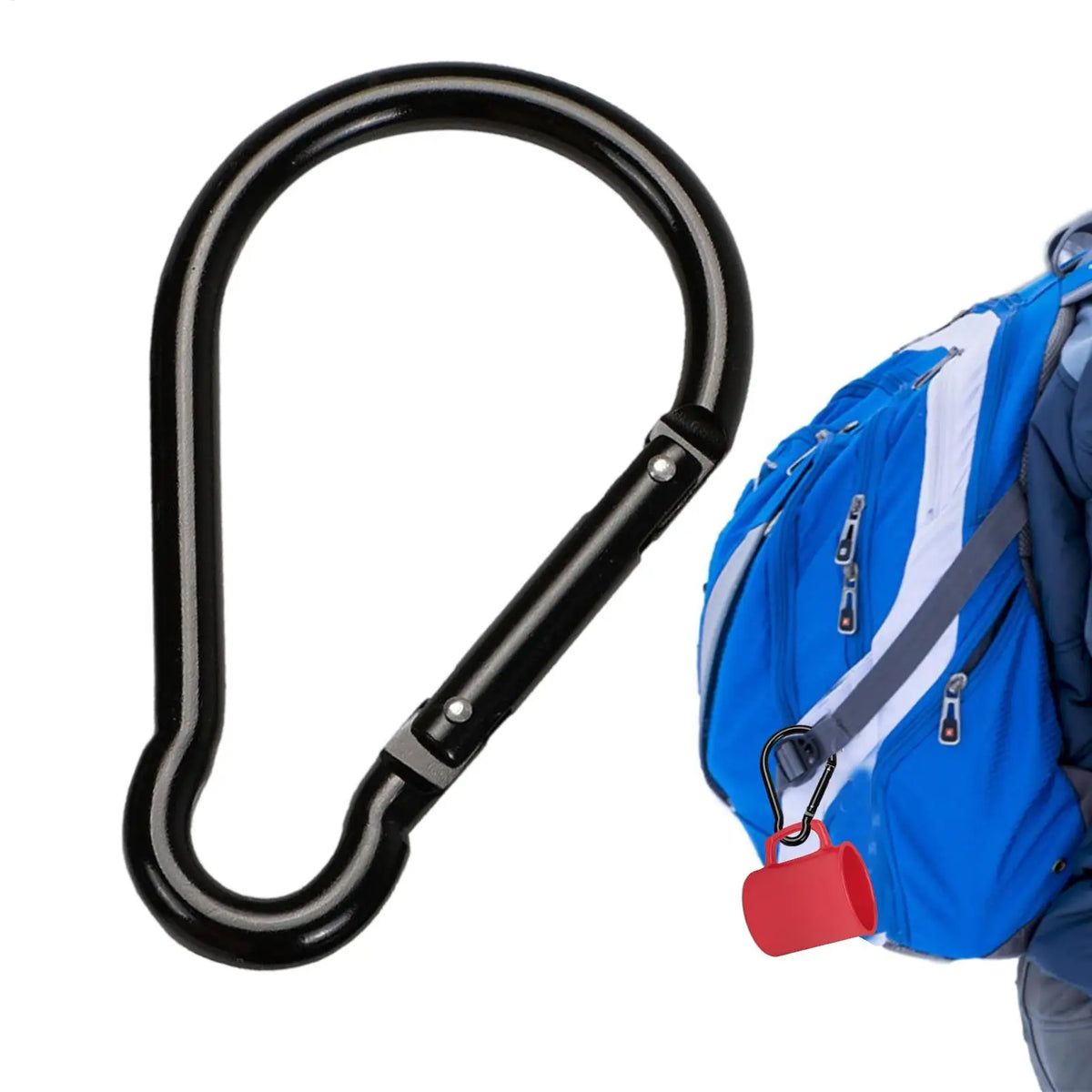 Black Aluminum D Carabiner Clip – Camping & Hiking Hook Carabiner Clip Babs