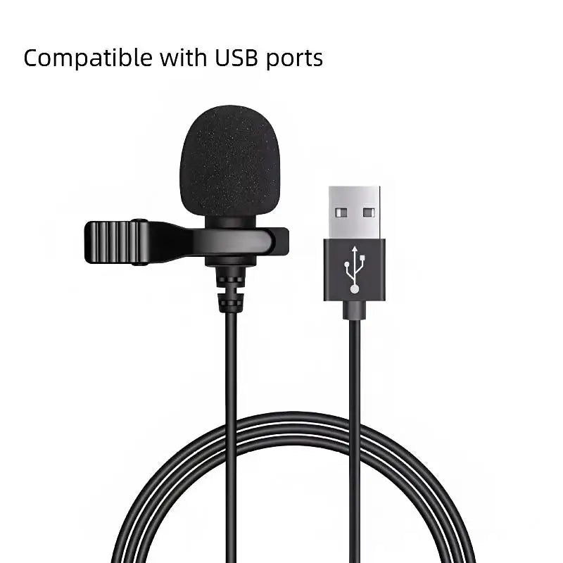 HUXUAN Clip-on Lapel Condenser Mic – USB 3.5mm Type-C Lapel Condenser Microphone Babs A3