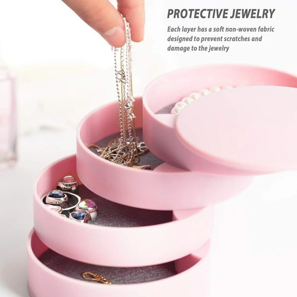 4-Layer Rotating Jewelry Storage Box – Travel Organizer with Lid Jewelry Storage Box Babs