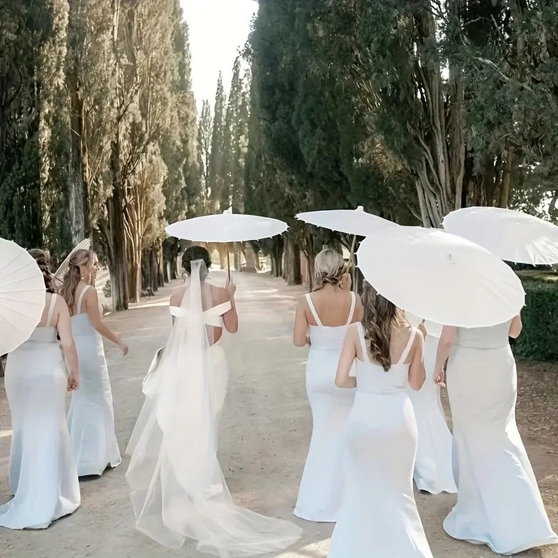 Handmade White Paper Umbrella – Wedding Decor & Photo Prop Decorative Umbrella Babs