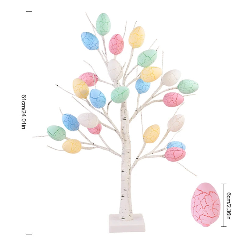 Easter LED Birch Tree with 24 Egg Ornaments | Spring Table Decor Easter Tree Decoration Babs