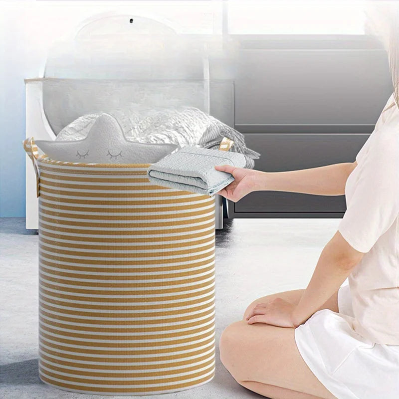 Collapsible Tall Laundry Basket with Handles – Large Round Hamper Laundry Hamper Basket Babs