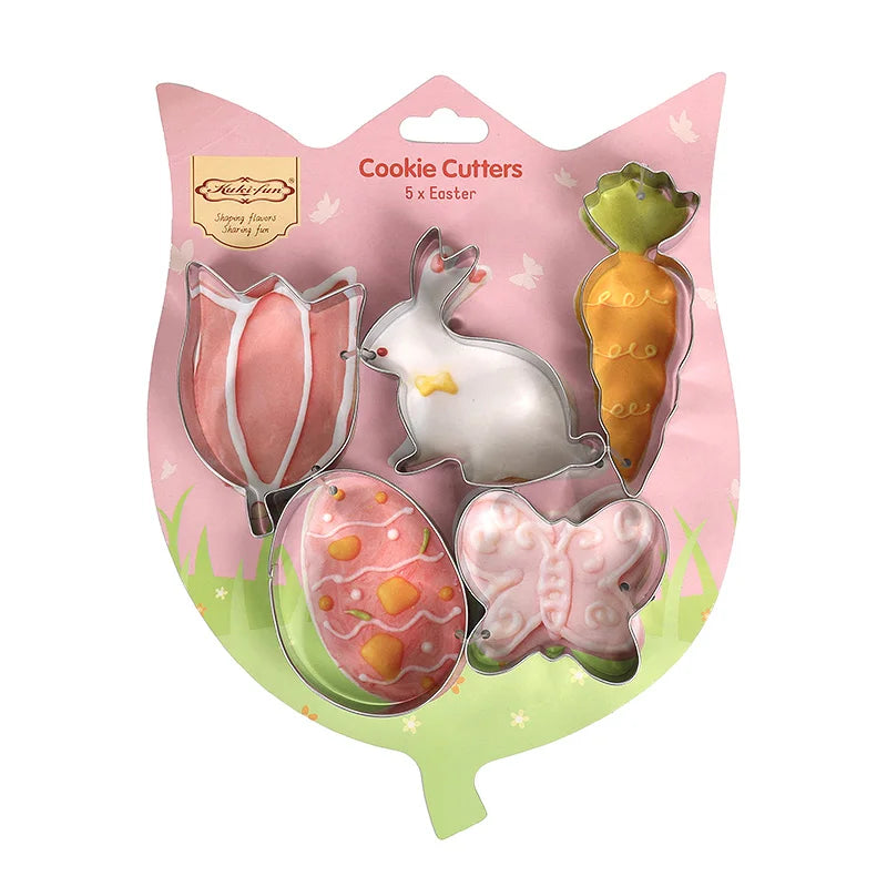 Easter Cookie Cutter Set – Bunny, Egg, Carrot & Butterfly Cookie Cutter Set Babs 5pcs B