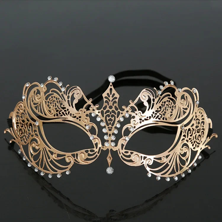 Hollow Metal Venetian Masquerade Mask – Halloween & Carnival Masquerade Mask Babs gold