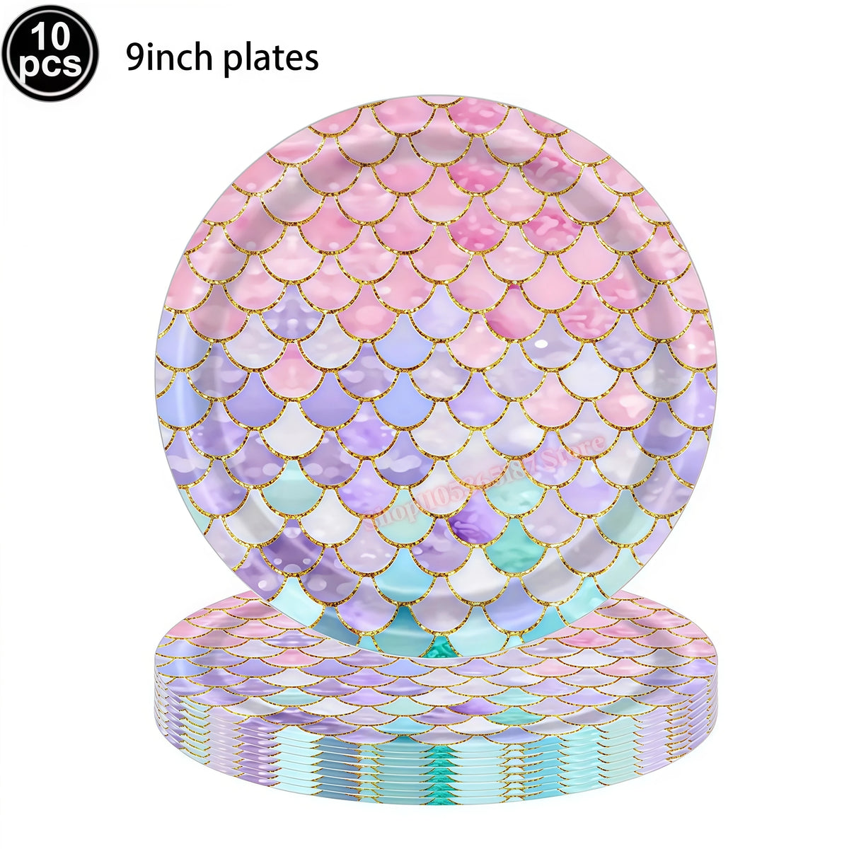 Mermaid Birthday Party Decorations Set – Plates, Cups & More Party Decoration Set Babs 10pcs 9inch Plates 1 others