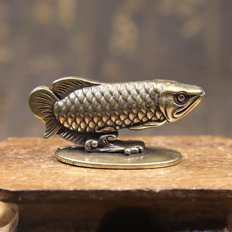 Pure Copper Arowana Incense Burner – Lucky Fish Desk Figurine Incense Burner Figurine Babs