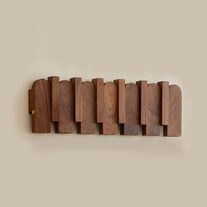 Nordic Walnut Wood Wall Coat Rack – 10+ Hooks, 30kg Capacity Wall Coat Rack Babs