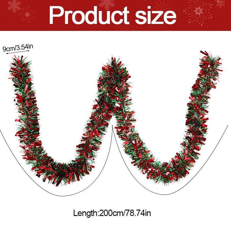 Christmas Tinsel Garland Red Green Xmas Tree Ornaments 1-5Pcs Christmas Tinsel Garland Babs