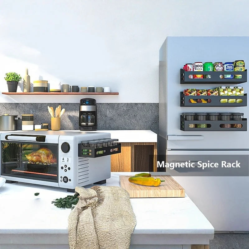 Magnetic Refrigerator Side Storage Rack | Kitchen Organizer Kitchen Storage Rack Babs