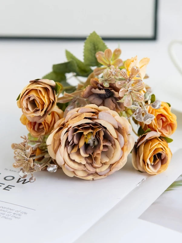 Silk Artificial Rose Bouquet for Wedding & Home Décor Artificial Flower Bouquet Babs YELLOW 1 PC